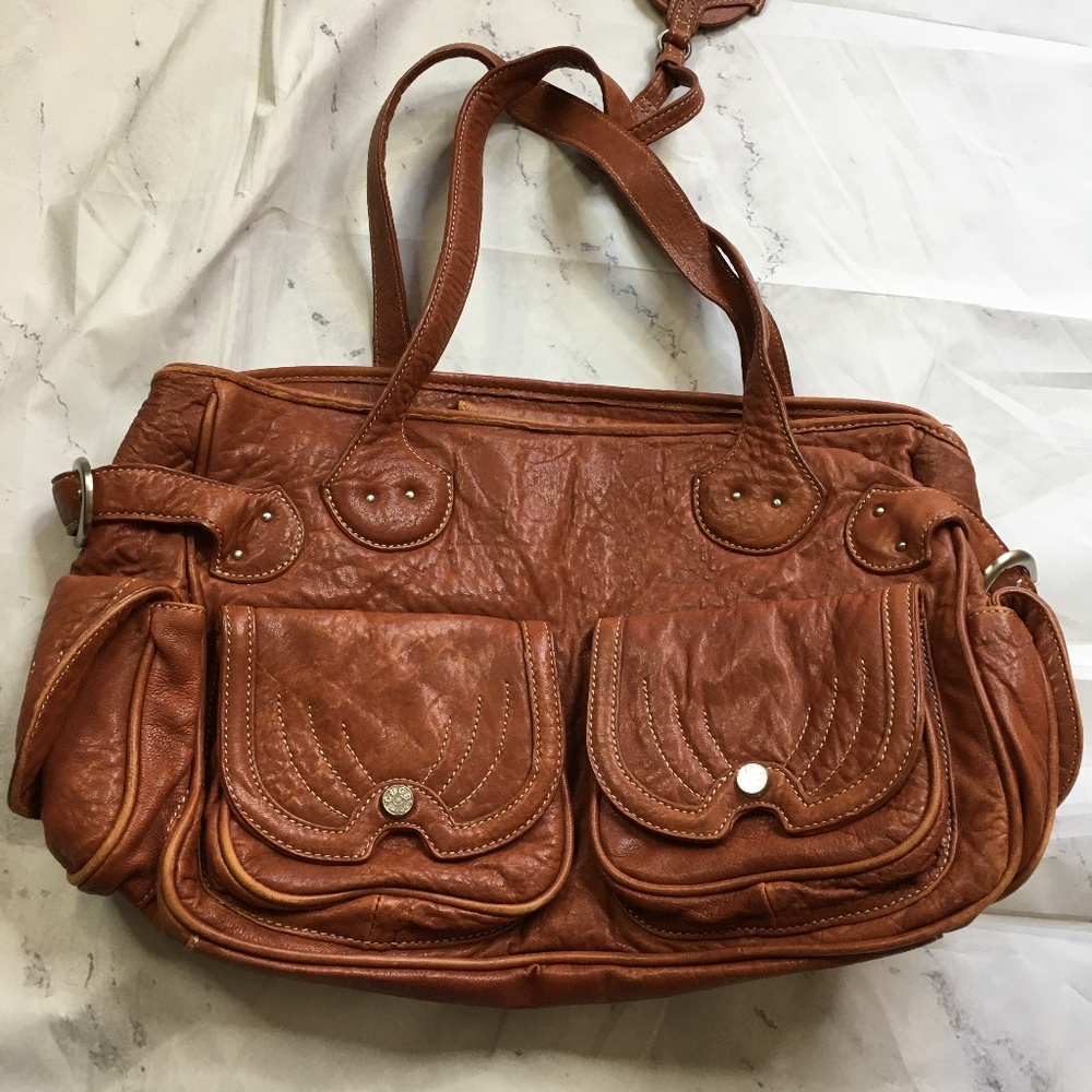CBGE Real Leather pocket detailed satchel